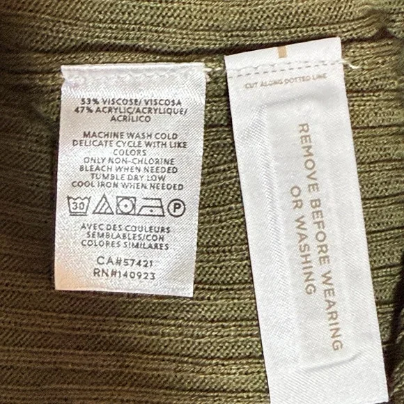 LOFT Olive Green Ribbed Open Front Duster Cardigan Sweater NWT XL - Picture 4 of 4